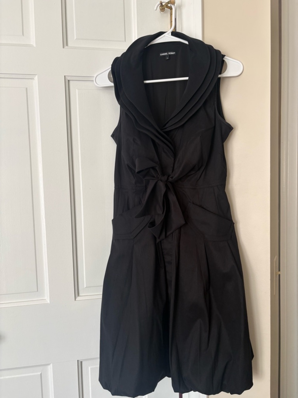 Samuel Dong Black Sleeveless Tie-Waist Dress